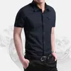 Yaz% 100 Pamuk Gömlek Erkekler Nefes Alabilir Askeri Erkek Gömlek Kısa Kollu İnce Erkek Gömlek Erkekler Marka Giyim 220712
