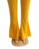 Pantalones de dos piezas para mujer Conjunto acampanado de un hombro amarillo primavera W720Mujer