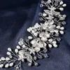 Fasce per capelli di perle Fasce per capelli da sposa per donna Fiore d'argento con strass Copricapo Fermagli per capelli Moda Accessori per capelli da sposa Gioielli