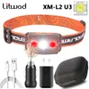 Neue Yunmai XM-L2 U3 Sensor LED Scheinwerfer Eingebaute Batterie USB Aufladbare Kopf Taschenlampe 10 W Für Nacht Camping Taschenlampe COB birne