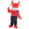Halloween red Cow Mascot Costume Top quality Cartoon Plush Anime theme character Christmas Carnival Adults Birthday Party Fancy Outfit