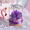 永遠の花のガラスカバー永遠にローズの造花の結婚式の装飾ナチュラルドライ花のガールフレンドへのギフトホームデコ