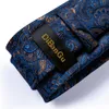 Bow Ties Luxury Blue Gold Paisley Silk for Men Business Wedding Neck Tie مع مجموعة أزرار أزرار أزرار رنين بروش للرجال.