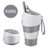 450ml de silicone xícara de café dobrável com tampa à prova de vazamento para viagens para caminhada com piquenique comida bpa grátis canecas de café dobráveis
