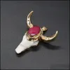 Arts And Crafts Arts Gifts Home Garden Gold Ox Cow Bones Head Shape Quartz Healing Reiki Stone Charms Crystal Pendant Fash Dhstr