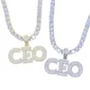 Chaînes Hip Hop nom personnalisé Zircon glacé PDG lettres chaîne pendentifs colliers pour hommes bijoux avec 5MM CZ Tennis