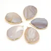 Pendentif Colliers 40x55mm Pierre Naturelle Gris Agate Ovale Or Fabrication de Bijoux DIY Collier Boucle D'oreille Accessoires Guérison Gemmes Charme Cadeau DecorPe