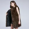 Pelliccia da donna Cappotto invernale naturale Cappotti naturali caldi da donna Gilet lungo senza maniche da donna Donna HZT-Z008
