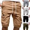 Hommes Shorts Cargo Shorts Cool été couleur unie Multi poches survêtement lâche cordon Shorts grande taille mâle pantalon court 220602