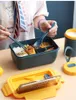 Boîte à bento pour adulte résistant aux fuites micro-ondes et lave-vaisselle Boîtes à lunch avec baguettes et cuillères