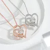 Romantique Double couche coeur pendentif collier cristal strass diamant cou chaîne femme exquis doux fête bijoux cadeau