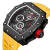 2022 Pintime Fashion Mn Watch Top Brand Luxury Yellow Silicone Strap Sport Chronograph Quartz Wristwatch for Men Relogio Maschulino 5