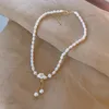 Pendant Necklaces Minar Textured White Color Shell Flowers For Women Baroque Freshwater Pearl Beaded Choker Necklace PendientesPendant