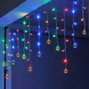 Saiten Led Vorhänge Eiszapfen Lichter Droop 0,3/0,4/0,5 M Kugeln Marokkanische Hohl Metall Ball Girlande Für Hause Fenster Weihnachten DekorationenLED