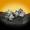Stud Elegant Foggy Blue Small Flower Epoxy Email Earring voor damesjuwelen 925 zilveren bruiloftsfeest