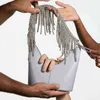 Omuz Çantaları Yeniden Kullanılabilir Tasarımcı Kadın Rhinestones Akşam Çantası Crystal Fringe Tote El Partisi Püskül Tassel Omuz Crossbody 220512