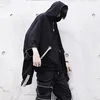 Męskie bluzy bluzy czarne modne bluza mężczyźni z kapturem 2022 Spring Techwear Punk Gothic Casual Tops Streetwear Hip Hop Harajukumen's