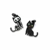 Stud Cute Animal Glitter Black Cat And Skeleton Asymmetric Acrylic Earrings For Women Lovely Kitty Fashion JewelryStud Kirs22294R