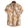 Été 2022 hommes à manches courtes lin bouton chemise Floral ample décontracté ample hawaïen ethnique fête chemise hommes G220511