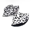 Bérets unisexe seau chapeau noir blanc vache motif coton chapeaux Panama pêcheur casquettes pour femmes hommes Hip Hop casquette plein air soleil chapeauxbérets