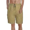 Shorts masculinos pedarão de impressão metálica de ouro de ouro Golden Glitter Men engraçado calças curtas imprimindo Plus Size Swim Swimmmen's