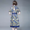 Temperament Lady Dress Short Sleeve Printed Dress 2022 Summer Pleated Dresses High-end Womens Fashion Dresses