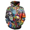 Herren Hoodies Sweatshirts Herren 3D-Druck Kapuzenpullover Kreativer Punk-Stil Schwarz-Weiß-Tai-Schädel Wintermode Herrenbekleidung