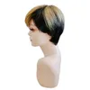 Ombre pixie kesim renkli dantel olmayan ön insan saç perukları ön hazırlıklı kısa kesimler bob peruklar brezilya remy bal sarışın t1b27 wig9845377