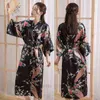 Roze Chinois Vrouwen Zijde Rayonne Gewaden Lange Sexy Nachthemden Yukata Kimono Mauvaise Robe Nachtkleding Plus La Taille Sml Xl xxl Xxxl A-030 L220803