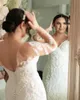 Syrena ślubna cekinowe sukienki aplikacje pełne sukienki ślubne z pełnym rękawem