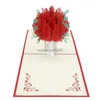 Rose pop-up gravure kaart 3D creatieve wenskaarten romantische rode bloem handgemaakte kaart valentijnsdag cadeaubon aangepast AA