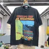 Co-branded Earth Printed Washing Water Aging Loose Short-sleeved T-shirt Man 220509