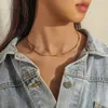 Chokers Vintage Multilayer Stainless Steel Flat Necklaces For Women Gold Snake Chain Charm Choker Boho Fashion Jewelry GiftChokers1914