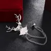 Korean Fashion Metal Animal Elk Brooch Pins Rhinestone Tassel Chain Men's Suit Shirt Corsage Clothing Jewelry Accessories