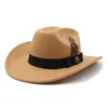 Kvinnor män västra cowboy hattar vintage män party klänning mössa ull gentleman jazz sombrero hombre cap cowgirl kyrka hattar