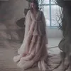 Romantique grossesse Photoshoot Wraps robes Babyshower col en V une ligne robe de maternité pour la photographie jupes à plusieurs niveaux femmes robe