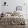 Lanlika Luxury 100% Silk 25 Momme Silk Healthy Duvet Cover Euro Bedspread Home Textile Bedding Set Adult Kids Bed Linen Set T200822