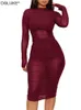 Schwarz Transparent Mesh Sexy Kleid Frauen Langarm Rüschen Bodycon Midi Kleid Party Nachtclub Tragen Sommer Outfits 3 Stück Set 220510