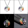 Pendant Necklaces Pendants Jewelry Mticolor Chakra Natural Stone Tree Of Life Women Heart Necklace Fashion Christmas Gifts K2354 Drop Deli