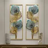 New Chinese Luxury Wrought Iron Blue Gold Leaf Wall Hanging Crafts Home Livingroom Sofa Background Wall Sticker Mural Decoration T200421