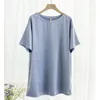 T-shirt lunghe da donna in raso oversize Moda casual manica corta allentata Streetwear Top Abbigliamento gratuito M30665 220402