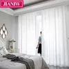 Jianiw super suave luxuoso chiffon sólido cortina branca para a sala de decoração da sala de estar Janela de decoração VOILE TULLE Cortina 220511