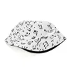 Stingy Brim Hats Fashion White Music Note Bucket Sun Caps Hip Hop Man Womens Visser 2203309991783
