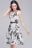 Tinte Panting Stil Vintage Kleid 50er 60er Retro für Frauen Floral Bedruckte Kurze Partykleider mit Gürtel Vestido Vintage FS0005