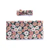 T15884 Flowers Baby Swaddle Wrap Blanket Wraps Blankets Nursery Bedding Towelling Baby Infant Wrapped Cloth With Bowknot Headband 2pcs/set