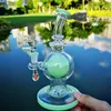 Purple Green Ball Shape Glass Bong med duschhuvud Perc Hookahs Bägare Dab Rigs Oil Rig Rökning Tillbehör XL-1971