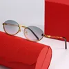 Trendiga ovala solglasögon för kvinnor Enkel rinless metallram guld modifierad arm UV400 strand catwalk show mini modedesigner glasögon storlek 55 20 141