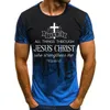 Hombres Jesucristo Cruz Impresión de manga corta Casual All Match Fashion T Shirt Cuello redondo de gran tamaño XXS 4XL 220623