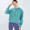 Stijlvolle casual hoodie met lange mouwen, yogasweatshirt, dames, lichtgewicht, 1/2 rits, losse pullover-tops, verdikte gymkleding