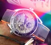Hochwertige automatische mechanische Herrenuhr, 41 mm, Skelett-Zifferblatt, Nylongewebegürtel, Business-Schweiz, leuchtende Saphir-Armbanduhren, Montre de Luxe